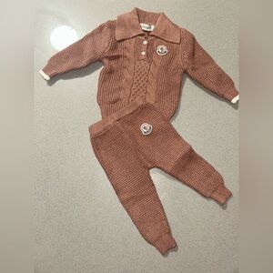 Baby Knit Sweater and Pants Set - Rose Brown